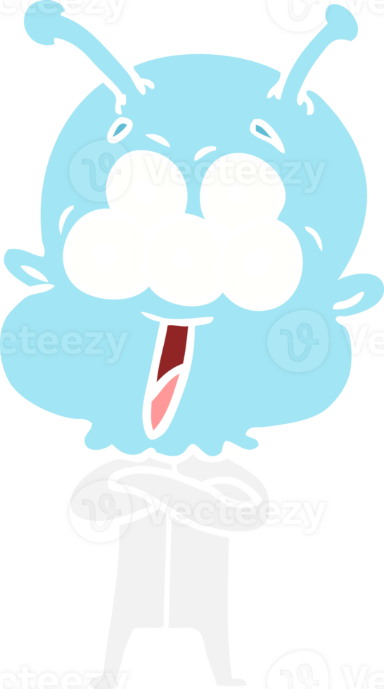 happy flat color style cartoon alien png