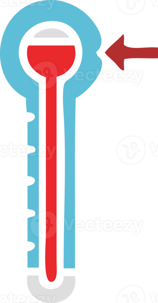 flat color retro cartoon of a glass thermometer png