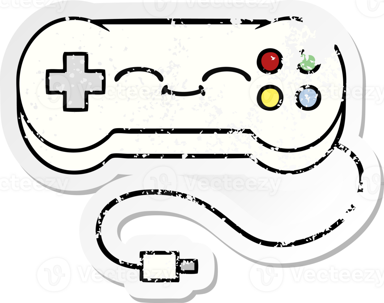 distressed sticker of a cute cartoon game controller png