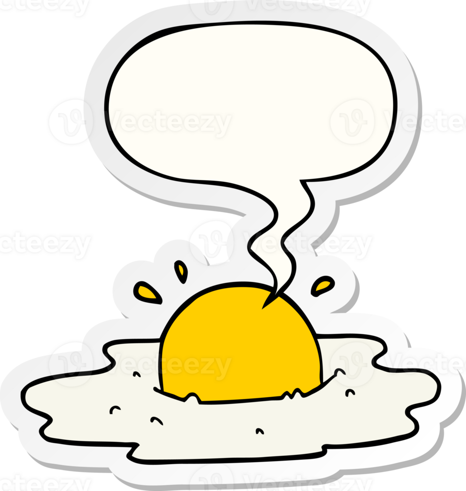 cartoon fried egg with speech bubble sticker png