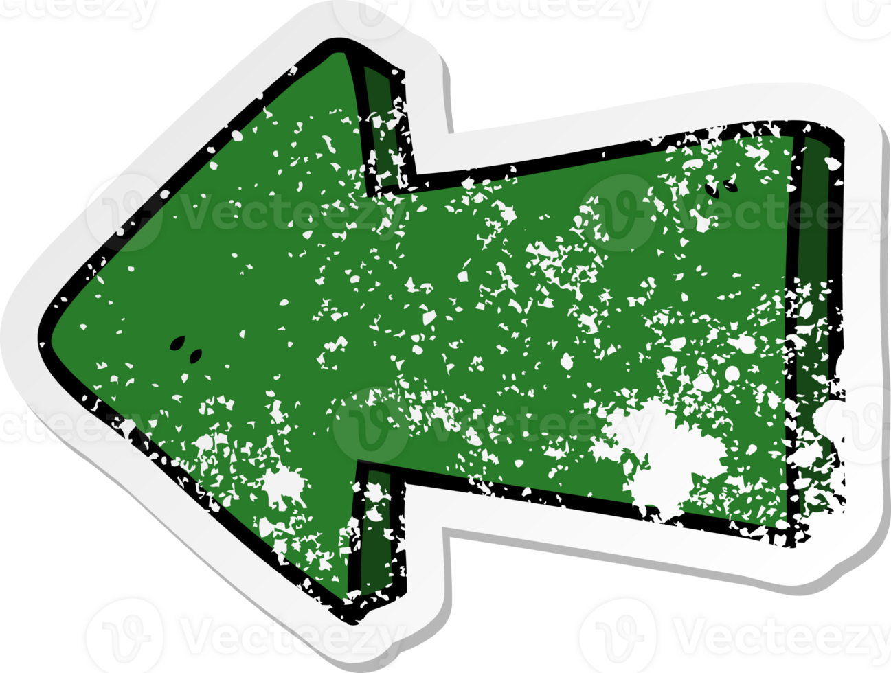 distressed sticker of a cartoon pointing arrow png