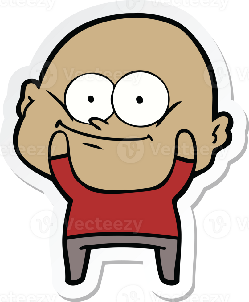 sticker of a cartoon bald man staring png