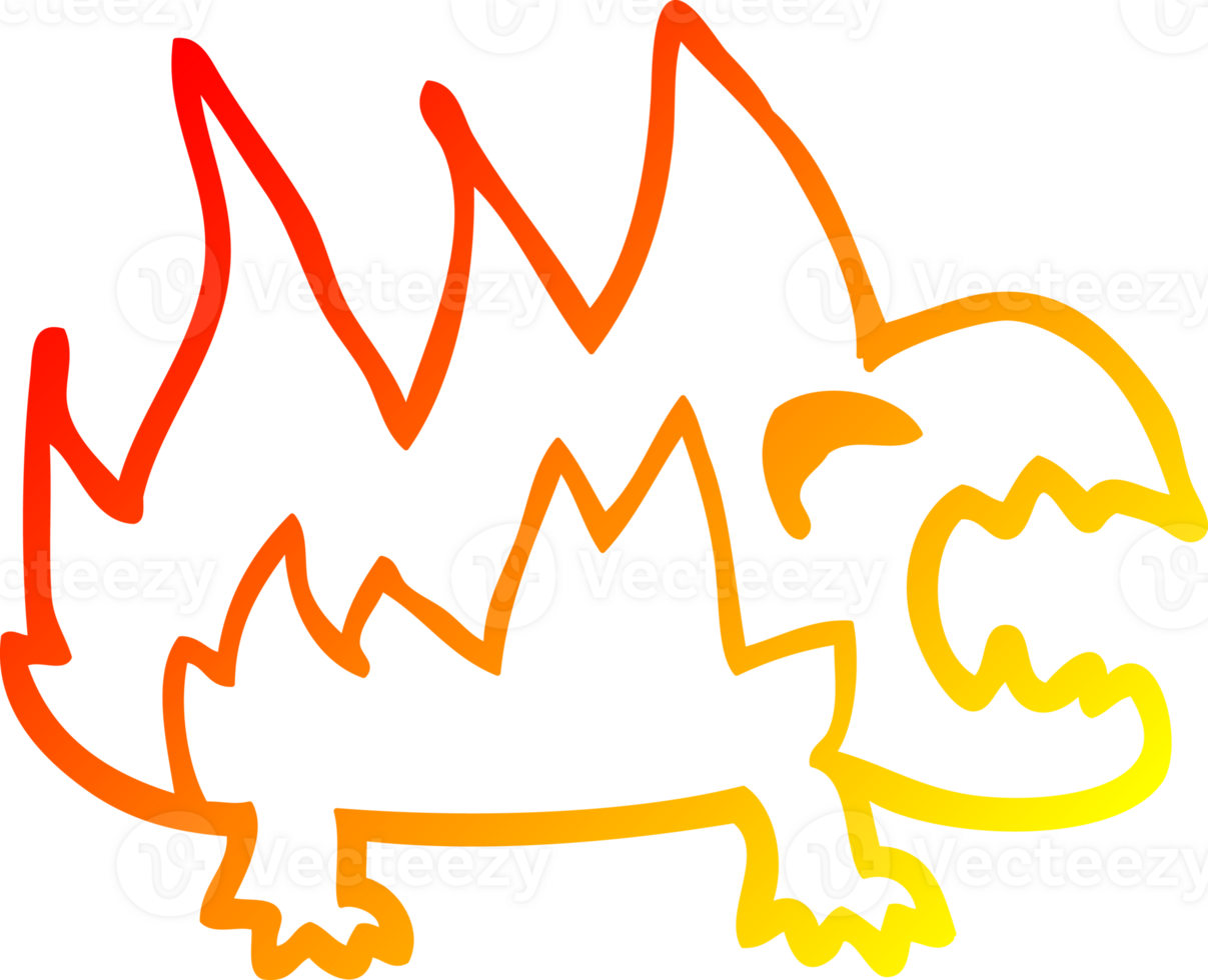 warm gradient line drawing of a cartoon fire demon png