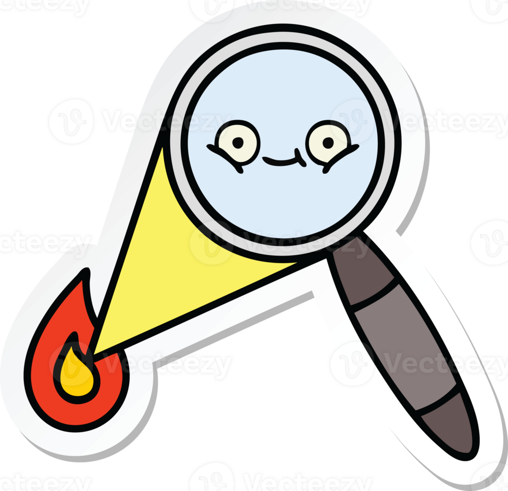 sticker of a cute cartoon magnifying glass png