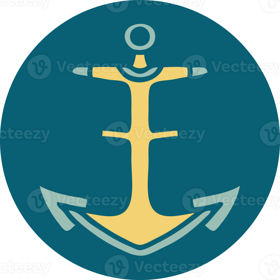 iconic tattoo style image of an anchor png