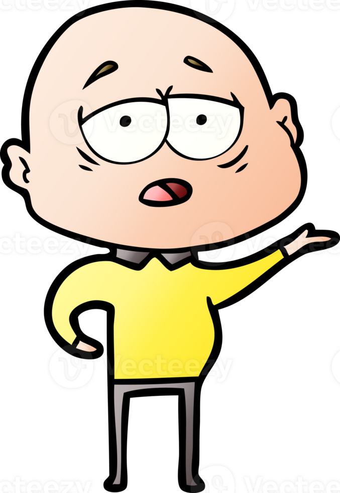 cartoon tired bald man png