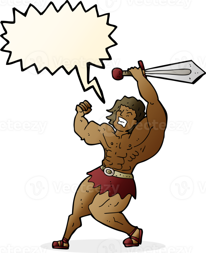 cartoon barbarian hero with speech bubble png