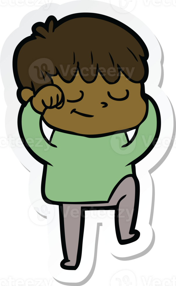 sticker of a cartoon happy boy png