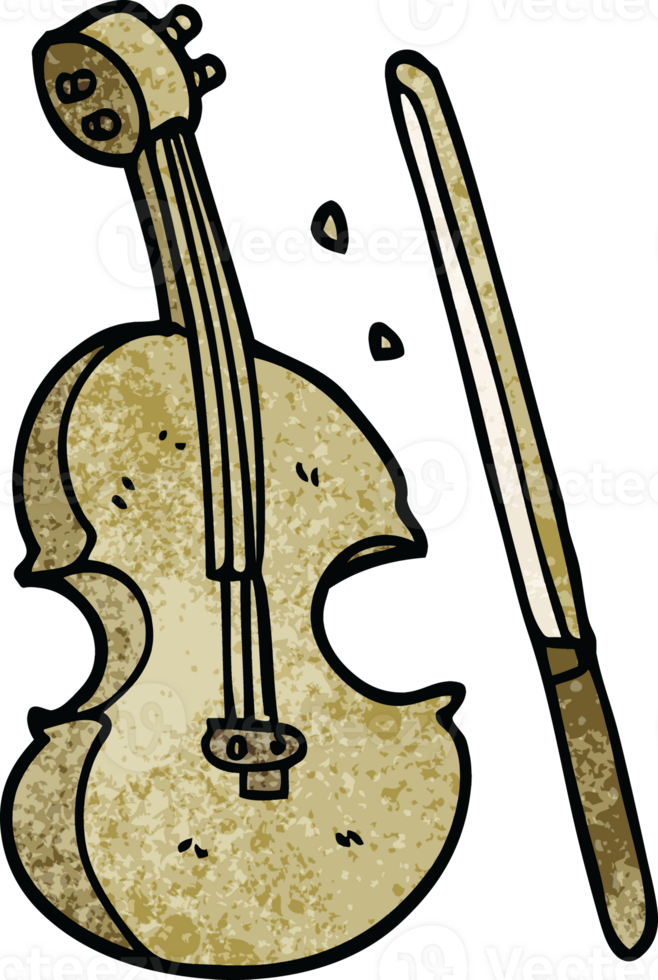cartoon doodle violin and bow png