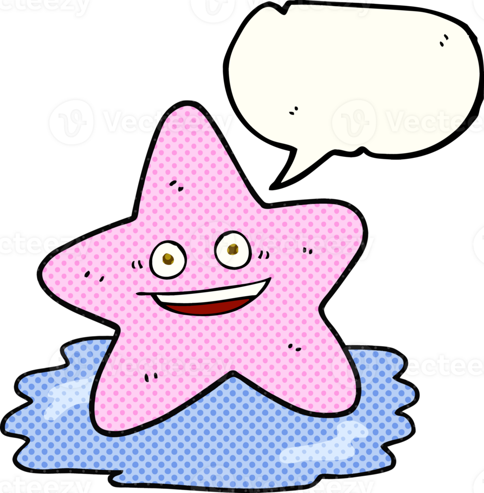 hand drawn comic book speech bubble cartoon starfish png