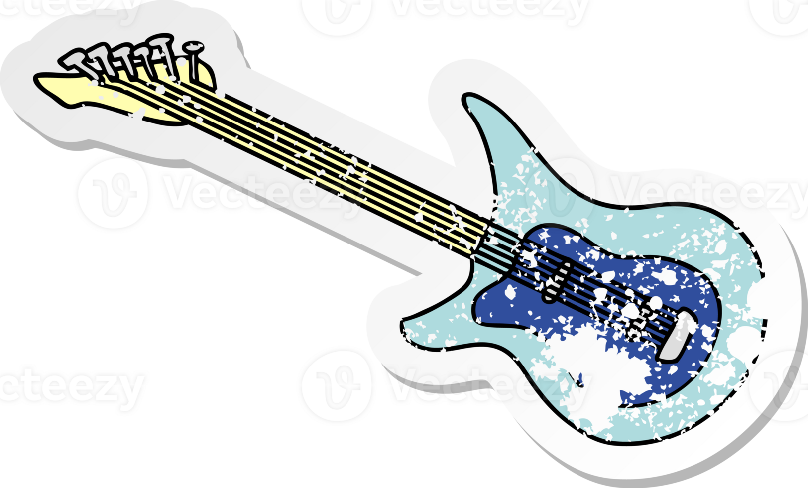 hand drawn distressed sticker cartoon doodle of a guitar png