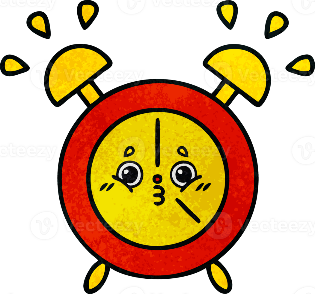 retro grunge texture cartoon of a alarm clock png