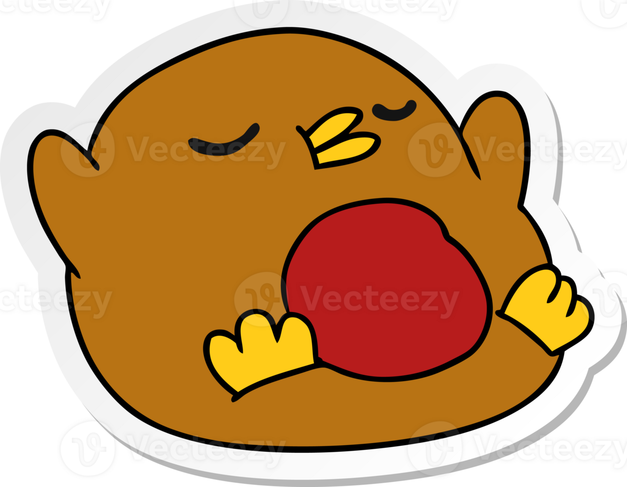 hand drawn sticker cartoon cute kawaii red robin png