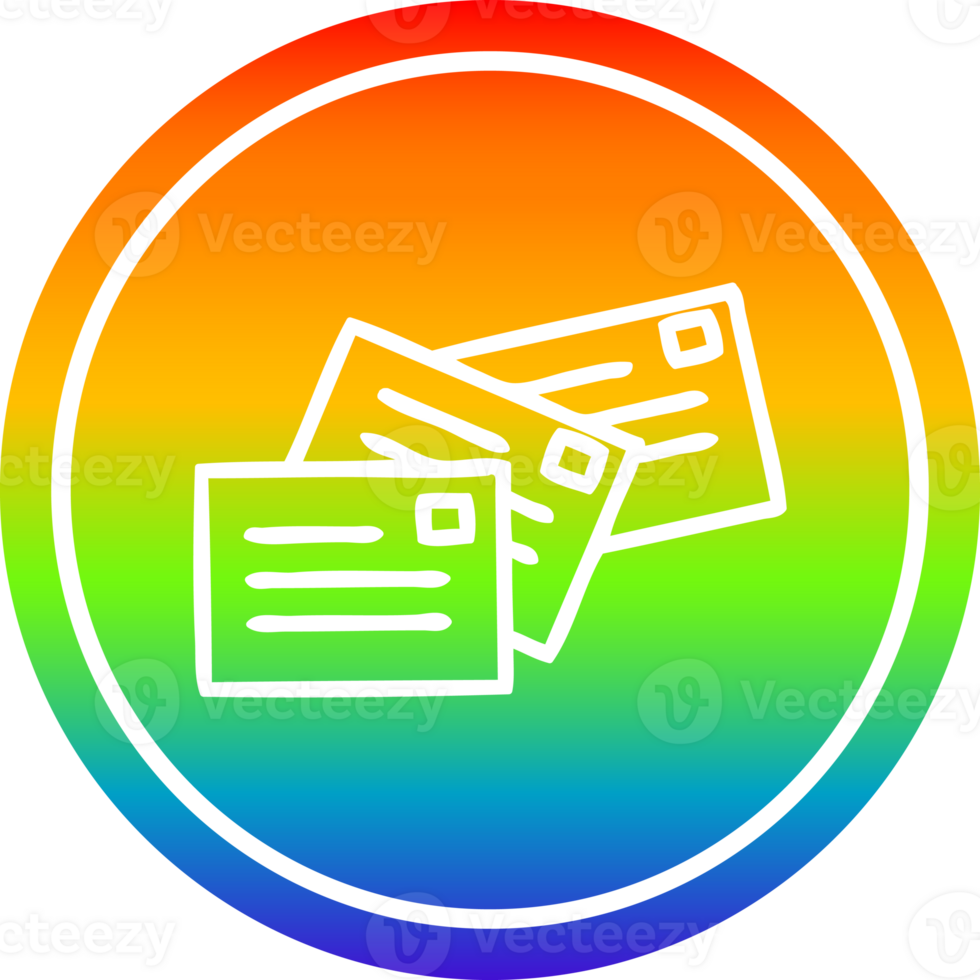 pilha do cartas circular ícone com arco Iris gradiente terminar png