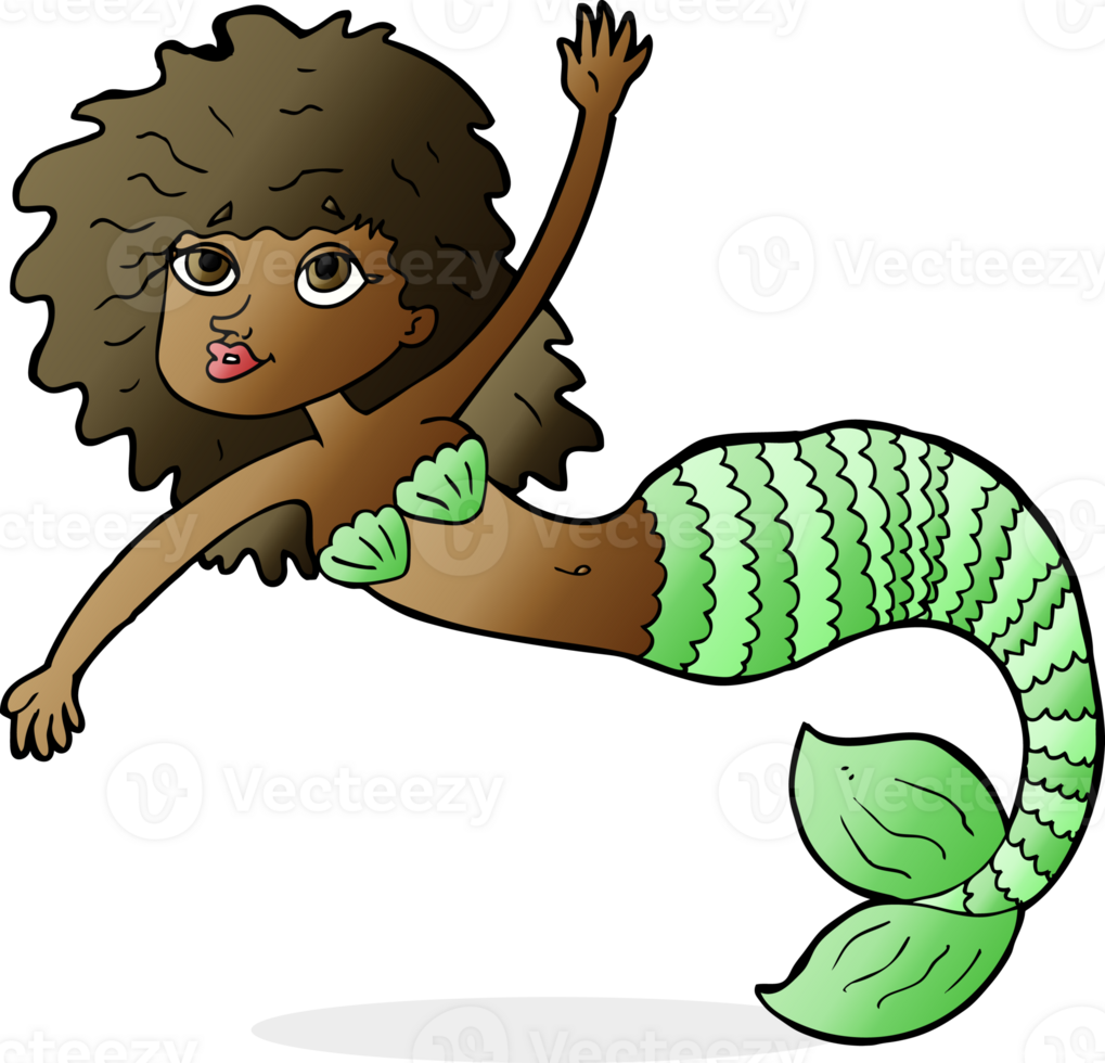 cartoon pretty mermaid waving png