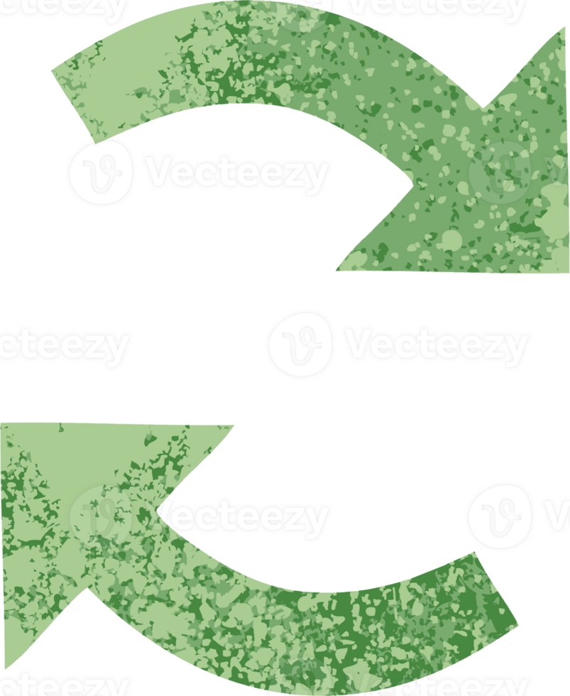 retro illustration style cartoon of a recycling arrows png