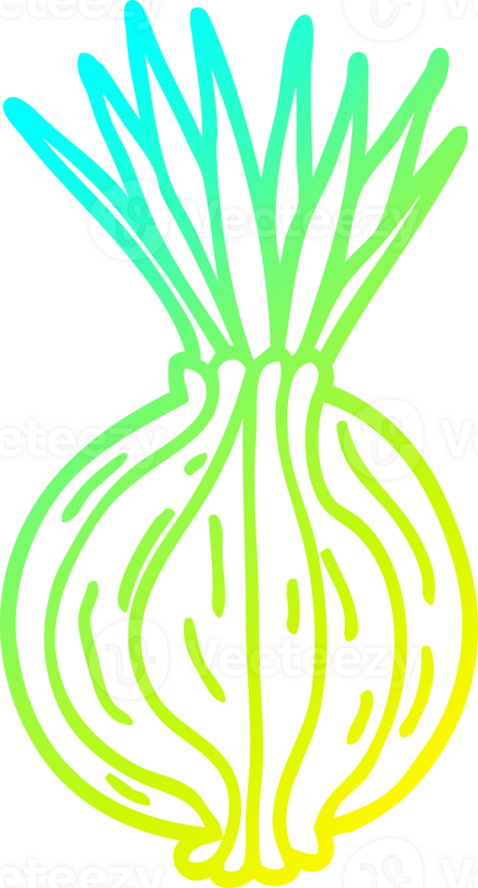 cold gradient line drawing of a cartoon sprouting onion png