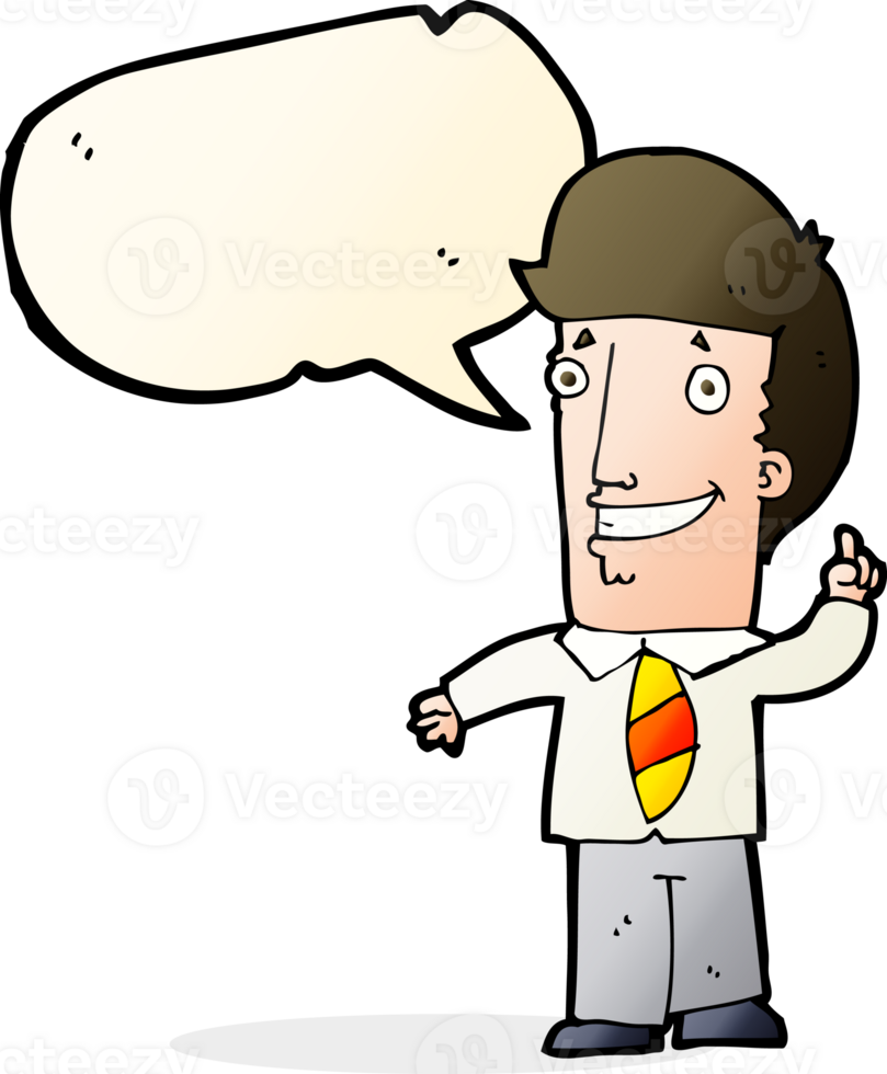cartoon office man with idea with speech bubble png