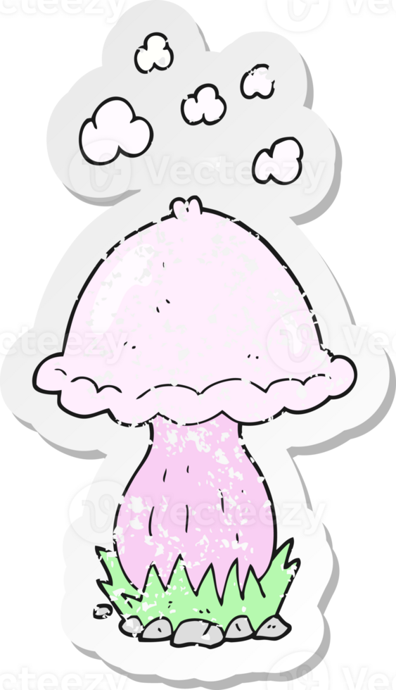 retro distressed sticker of a cartoon toadstool png