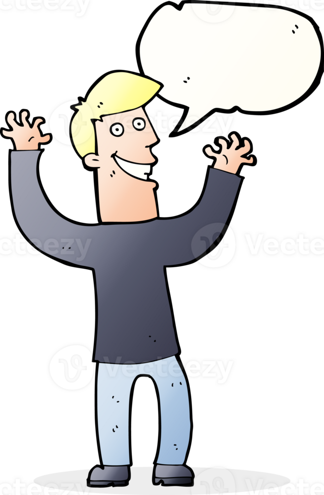 cartoon excited man with speech bubble png