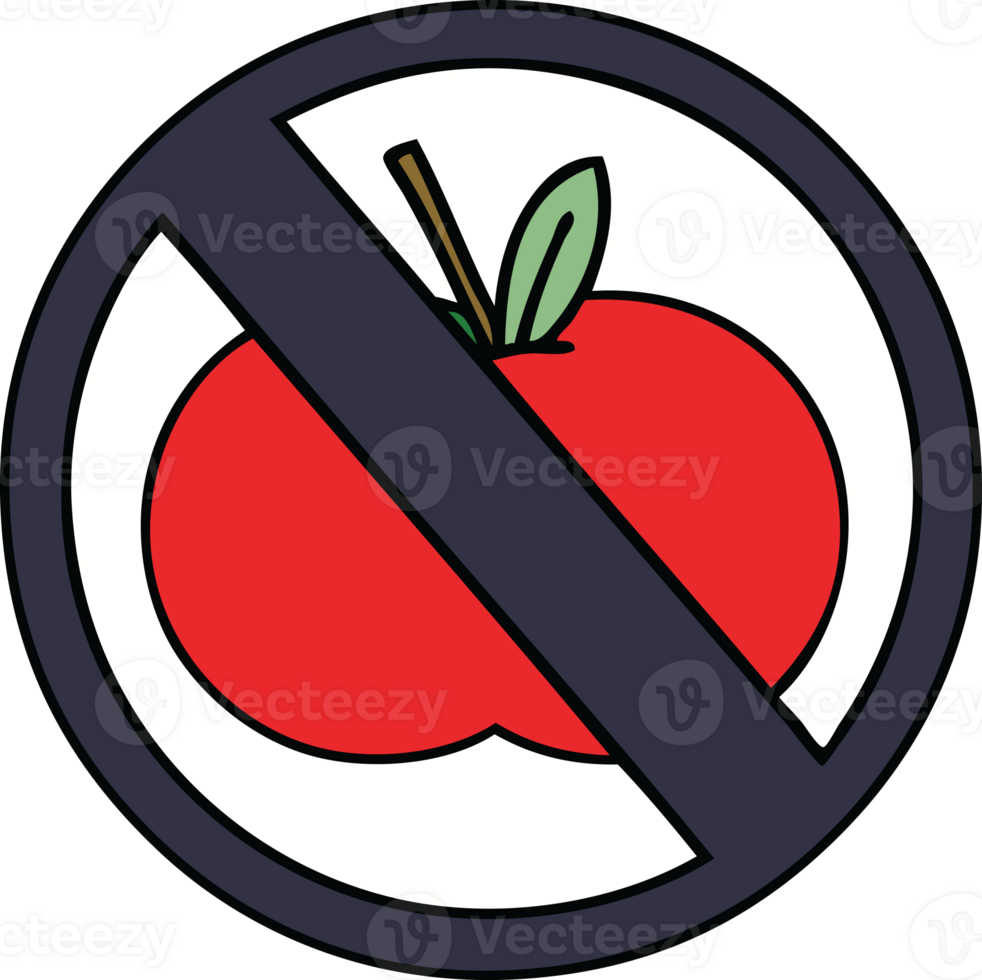 cute cartoon of a no food allowed sign png
