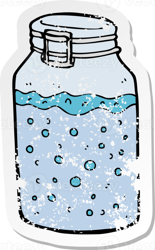 retro distressed sticker of a cartoon jar png