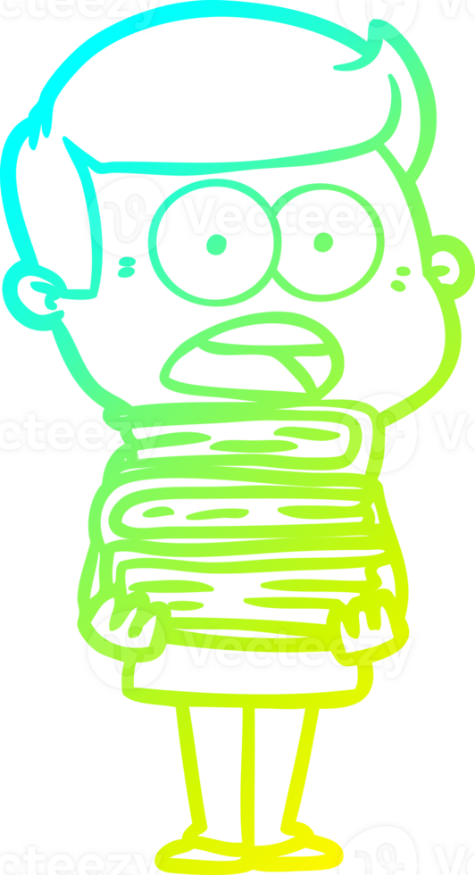 cold gradient line drawing of a cartoon shocked man png
