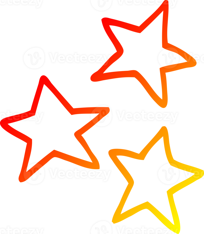 warm gradient line drawing of a cartoon stars png
