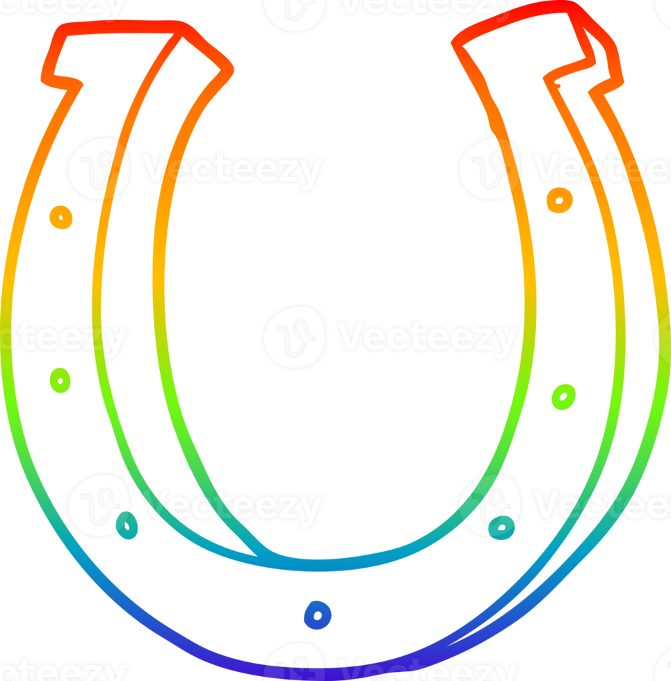 rainbow gradient line drawing of a cartoon iron horse shoe png