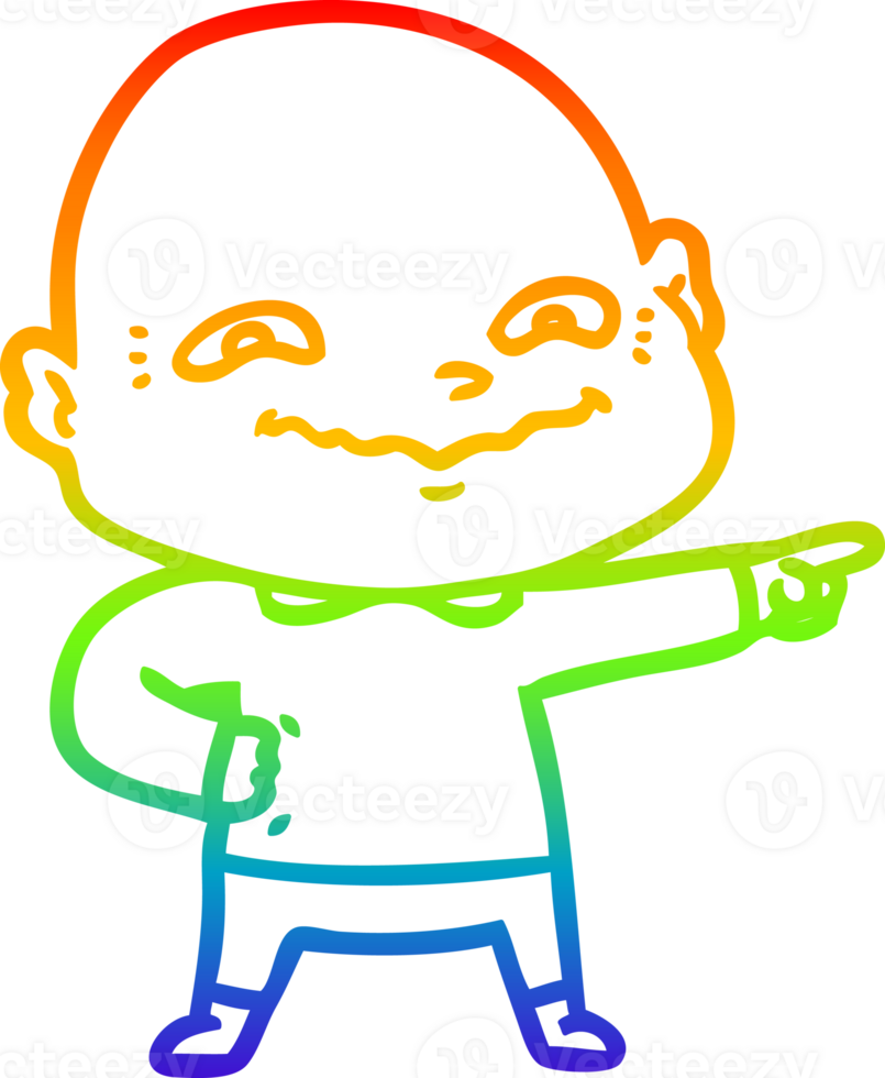 rainbow gradient line drawing of a cartoon creepy guy png