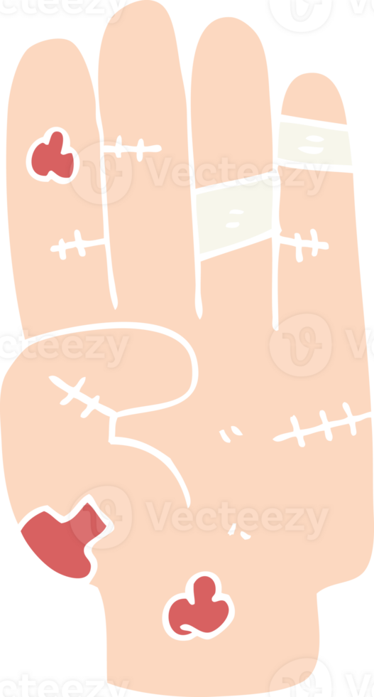 flat color illustration of injured hand png
