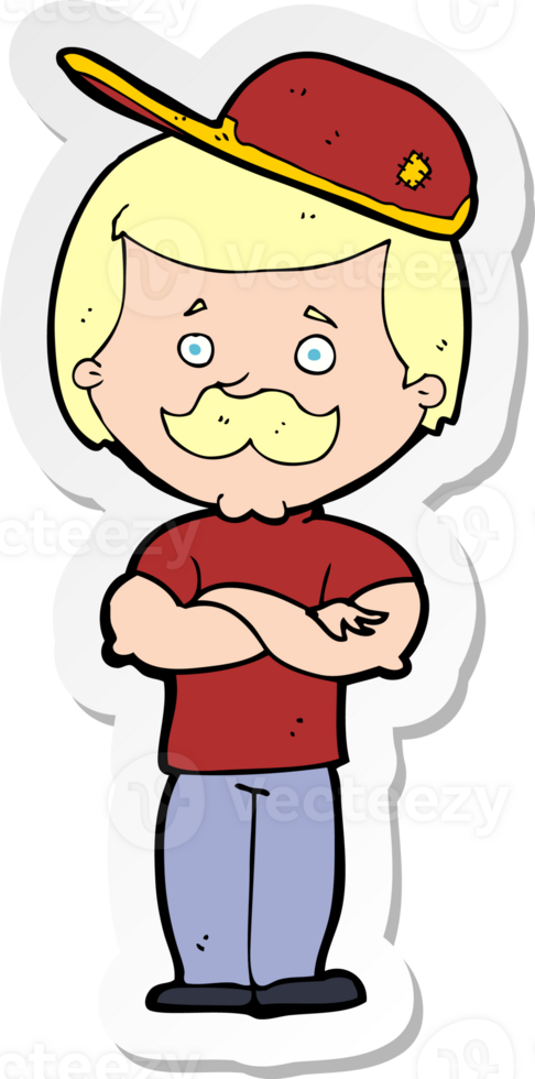 sticker of a cartoon manly man png