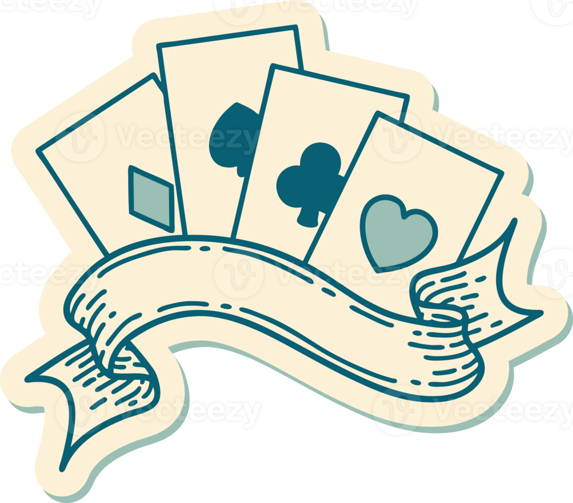 sticker of tattoo in traditional style of cards and banner png