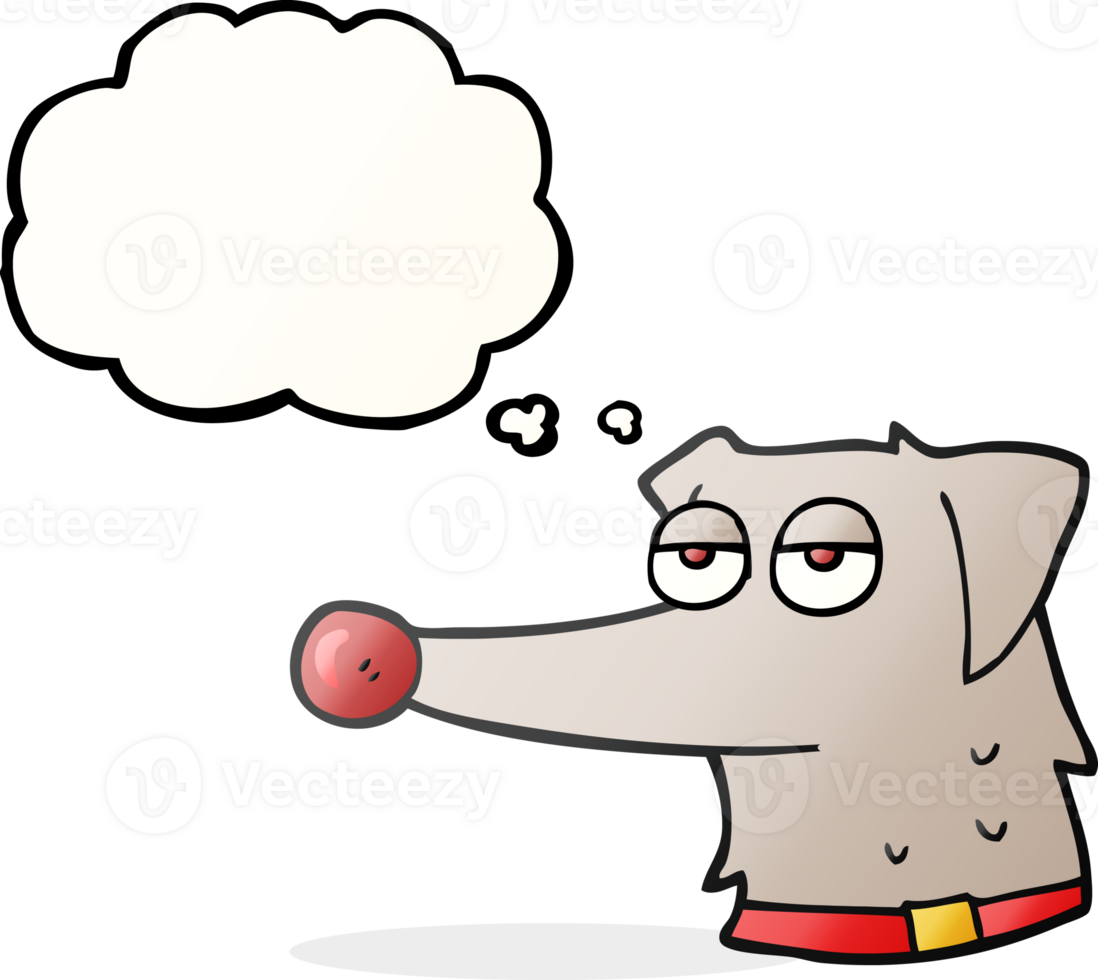 hand drawn thought bubble cartoon dog with collar png