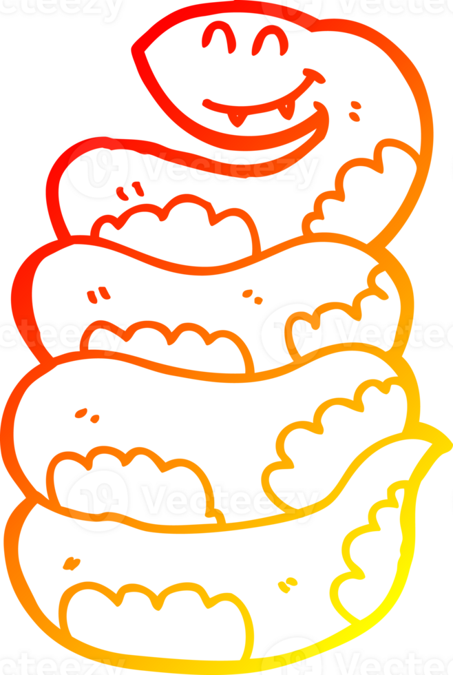 warm gradient line drawing of a cartoon snake png