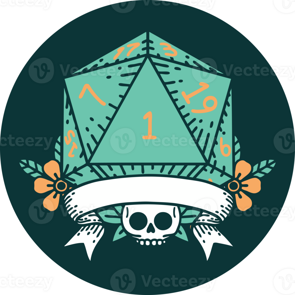 icon of natural one d20 dice roll png