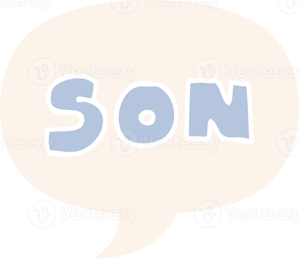 cartone animato parola figlio con discorso bolla nel retrò stile png