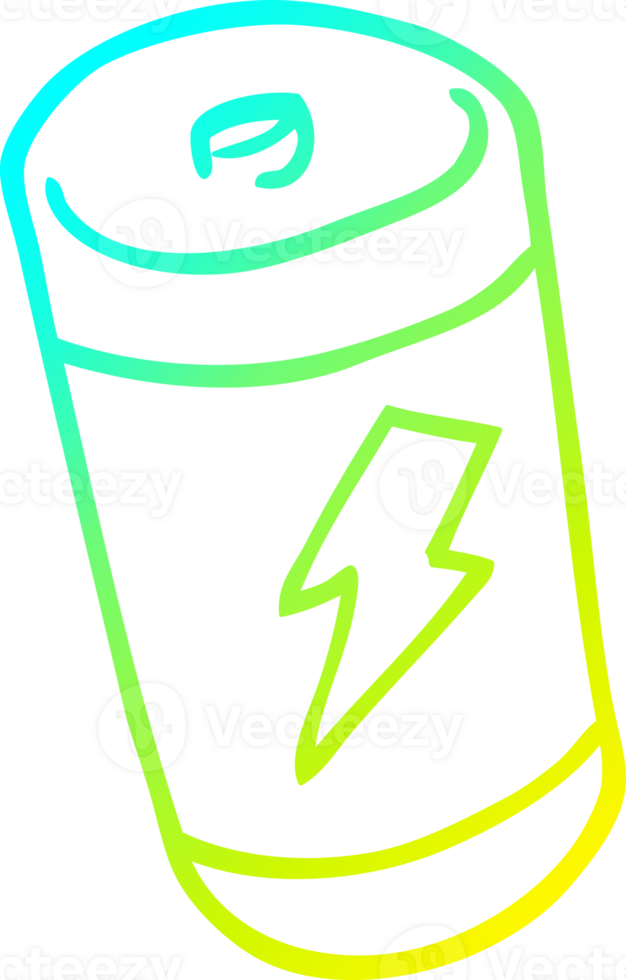 cold gradient line drawing of a cartoon battery png