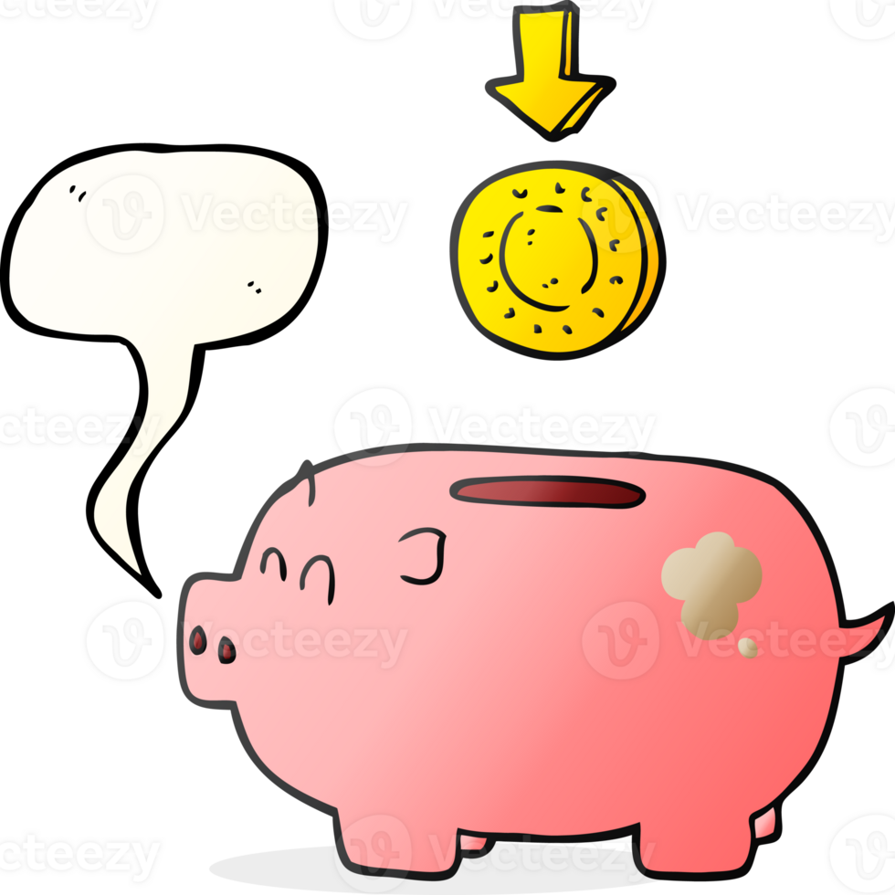 hand drawn speech bubble cartoon piggy bank png