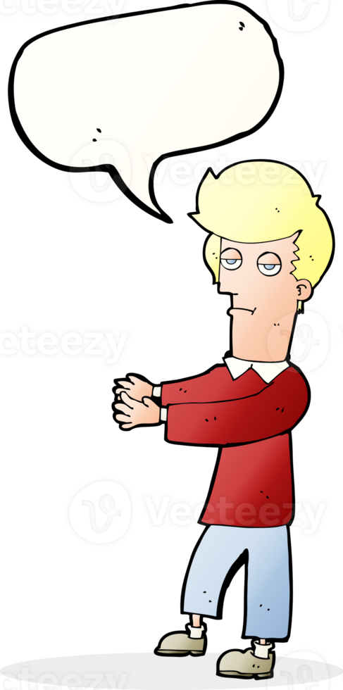 cartoon bored man showing the way with speech bubble png