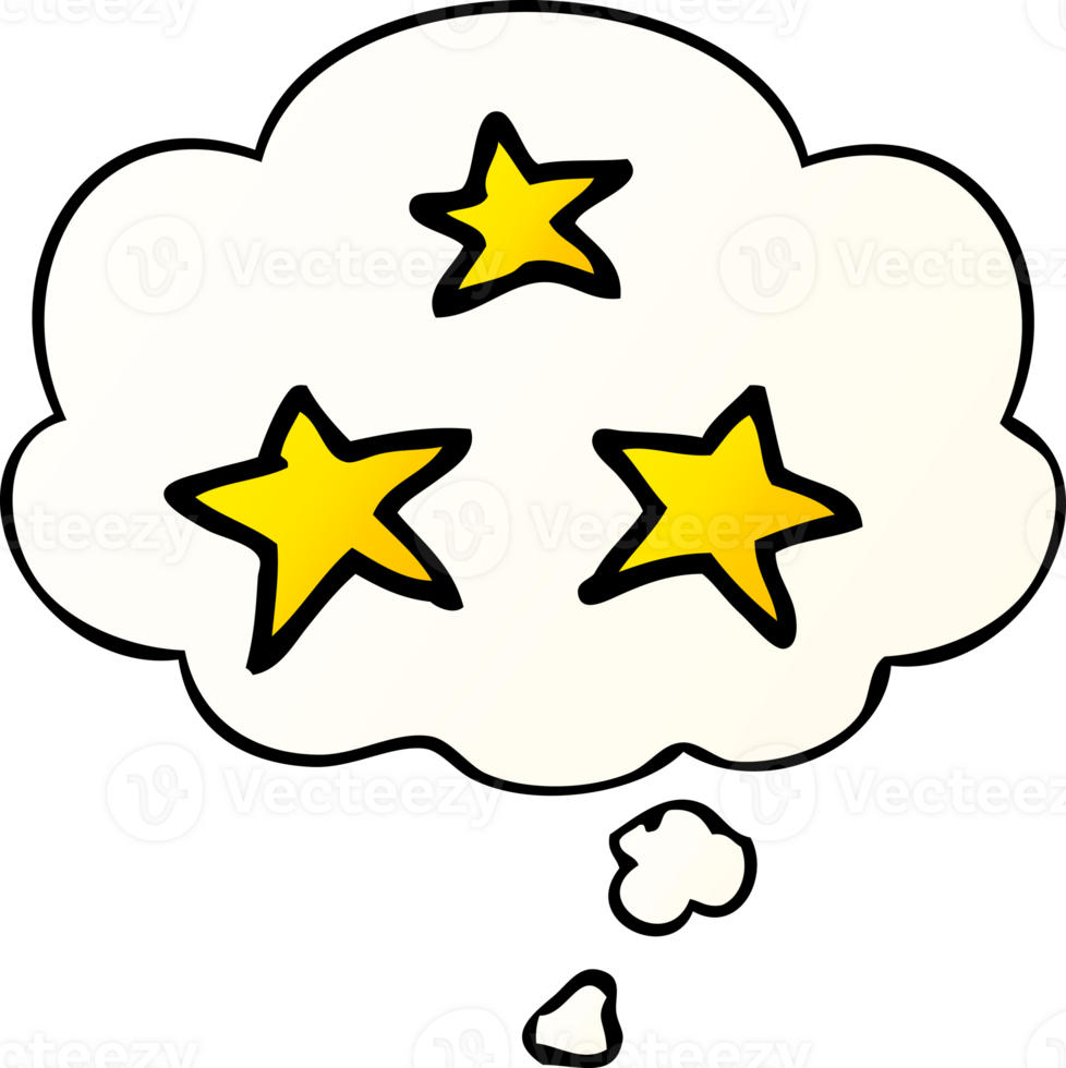 cartoon stars with thought bubble in smooth gradient style png