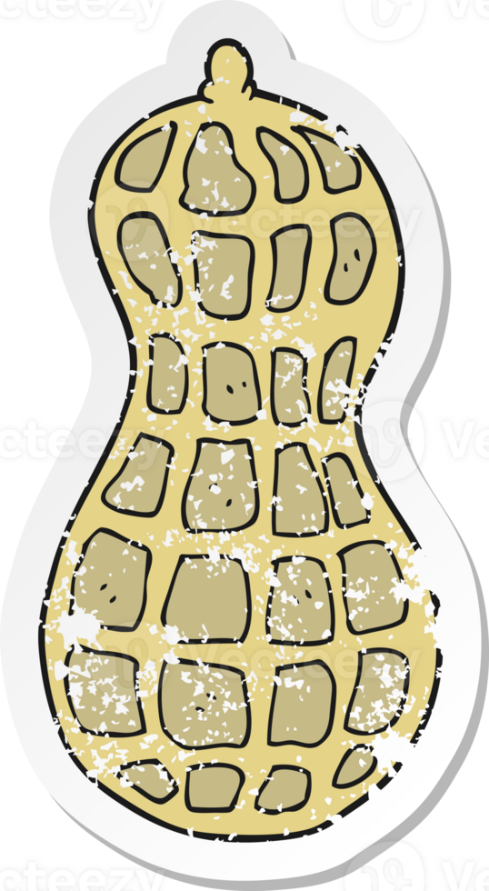 retro distressed sticker of a cartoon peanut png