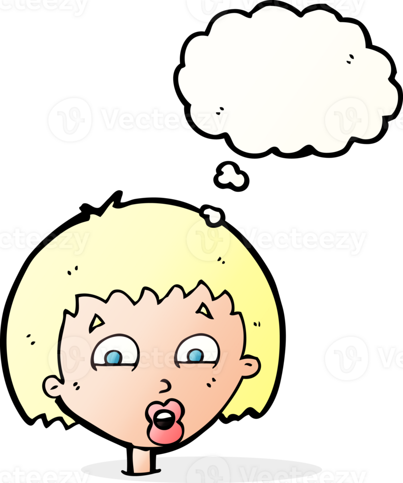 cartoon shocked expression  with thought bubble png