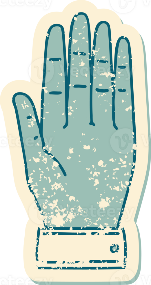iconic distressed sticker tattoo style image of a hand png