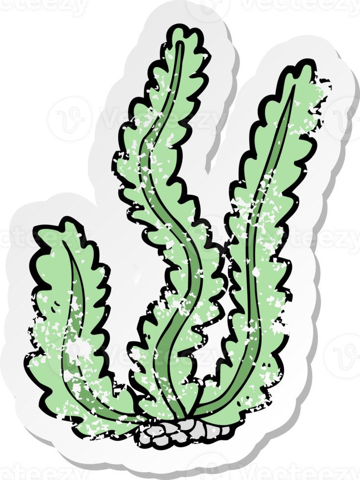 retro distressed sticker of a cartoon seaweed png