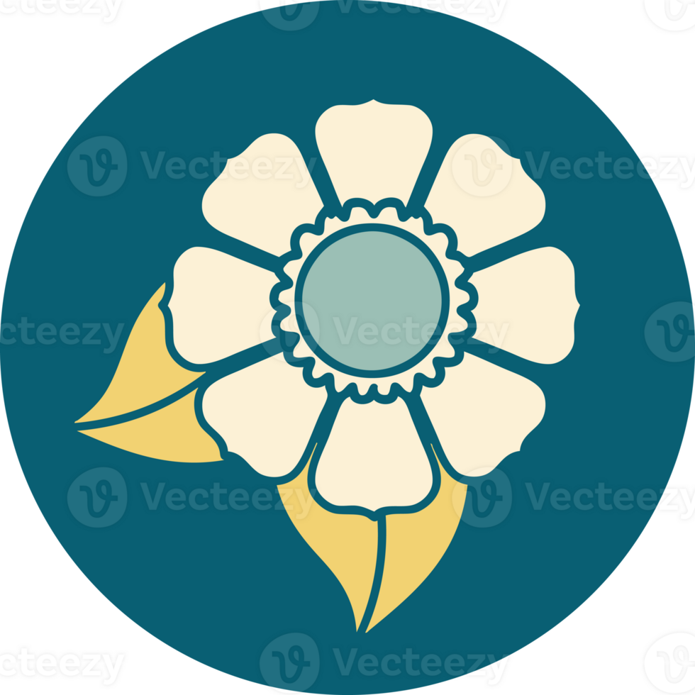 iconic tattoo style image of a flower png