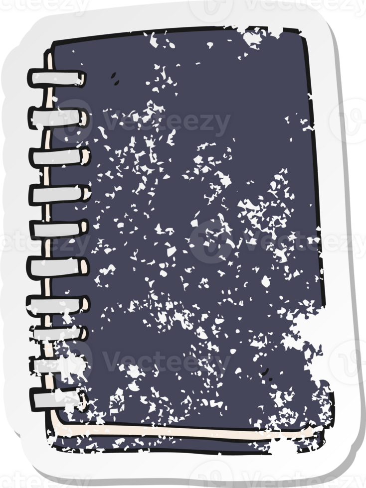 retro distressed sticker of a cartoon note book png