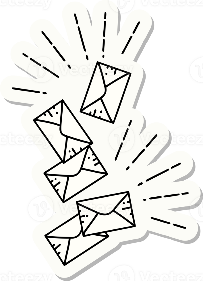 sticker of a tattoo style falling letters png