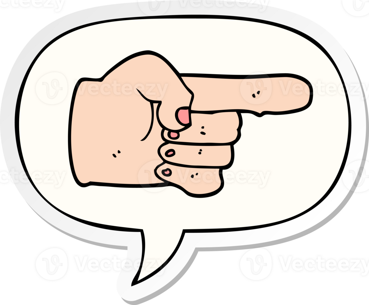 cartoon pointing hand with speech bubble sticker png
