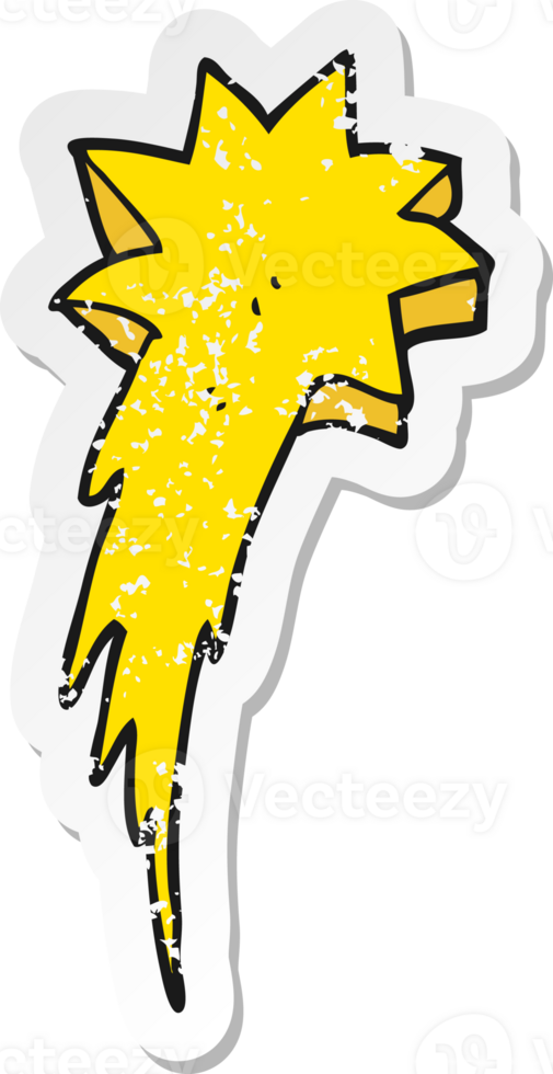 retro distressed sticker of a cartoon shooting star symbol png